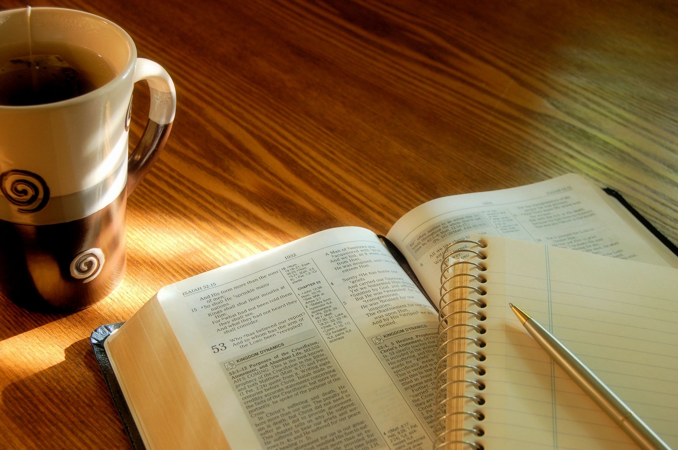 Open Bible on church pews