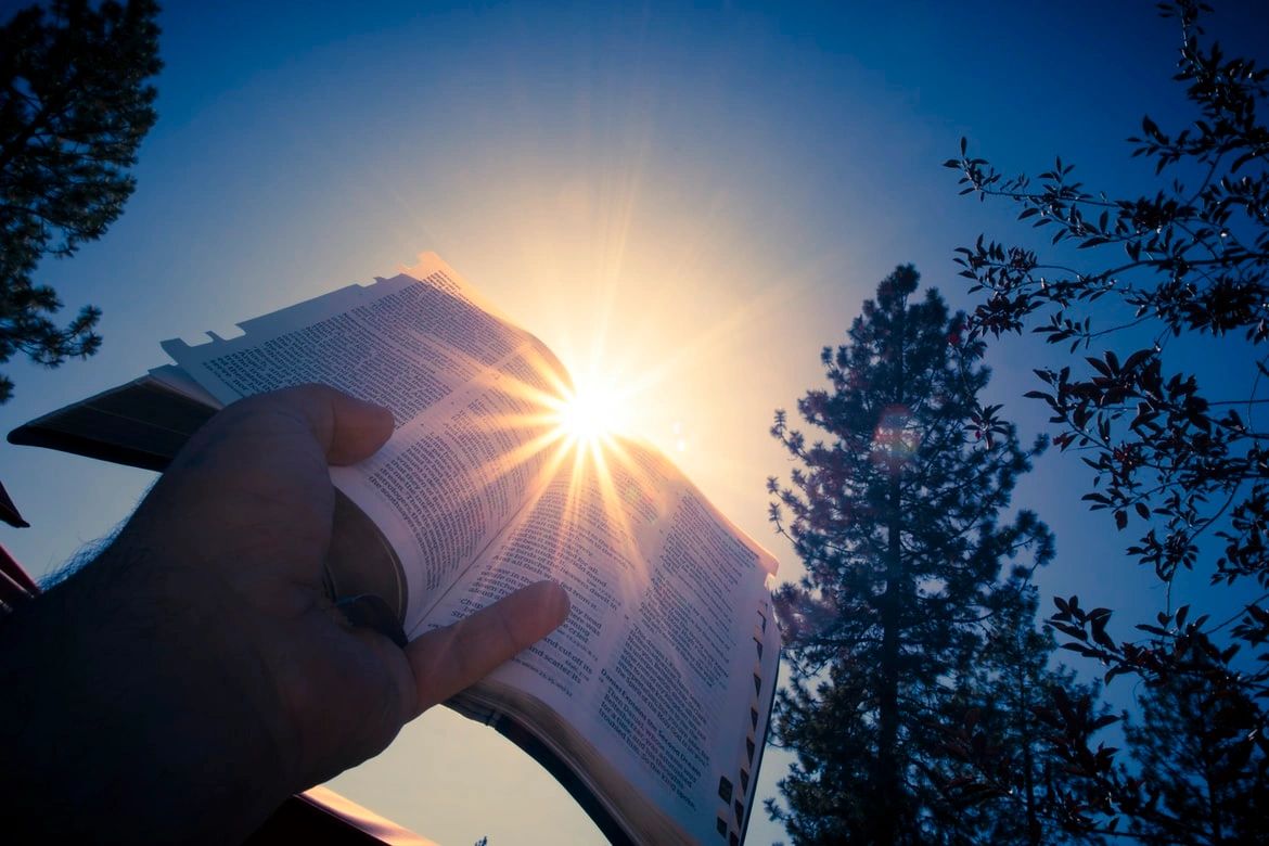 Sunlight through open book